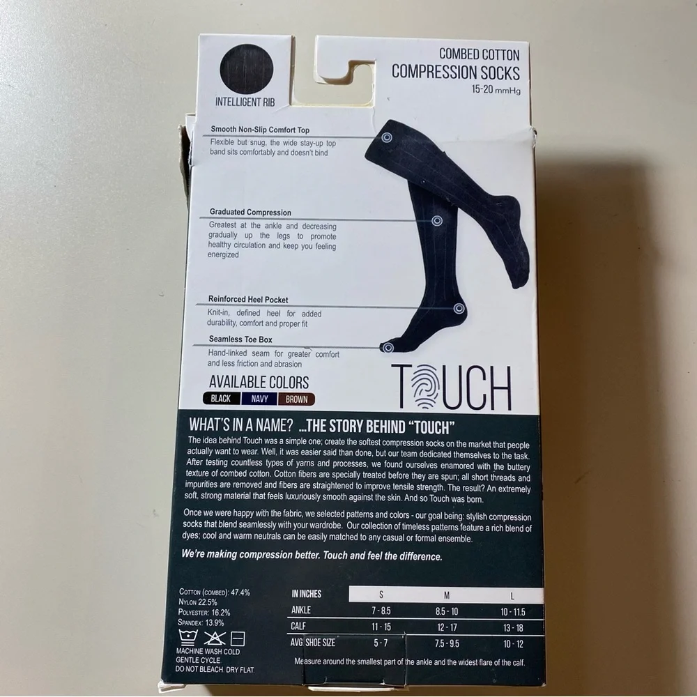 Touch Ladies' Fashionable Knee High Black Compression Socks #1062BL-Medium NWT